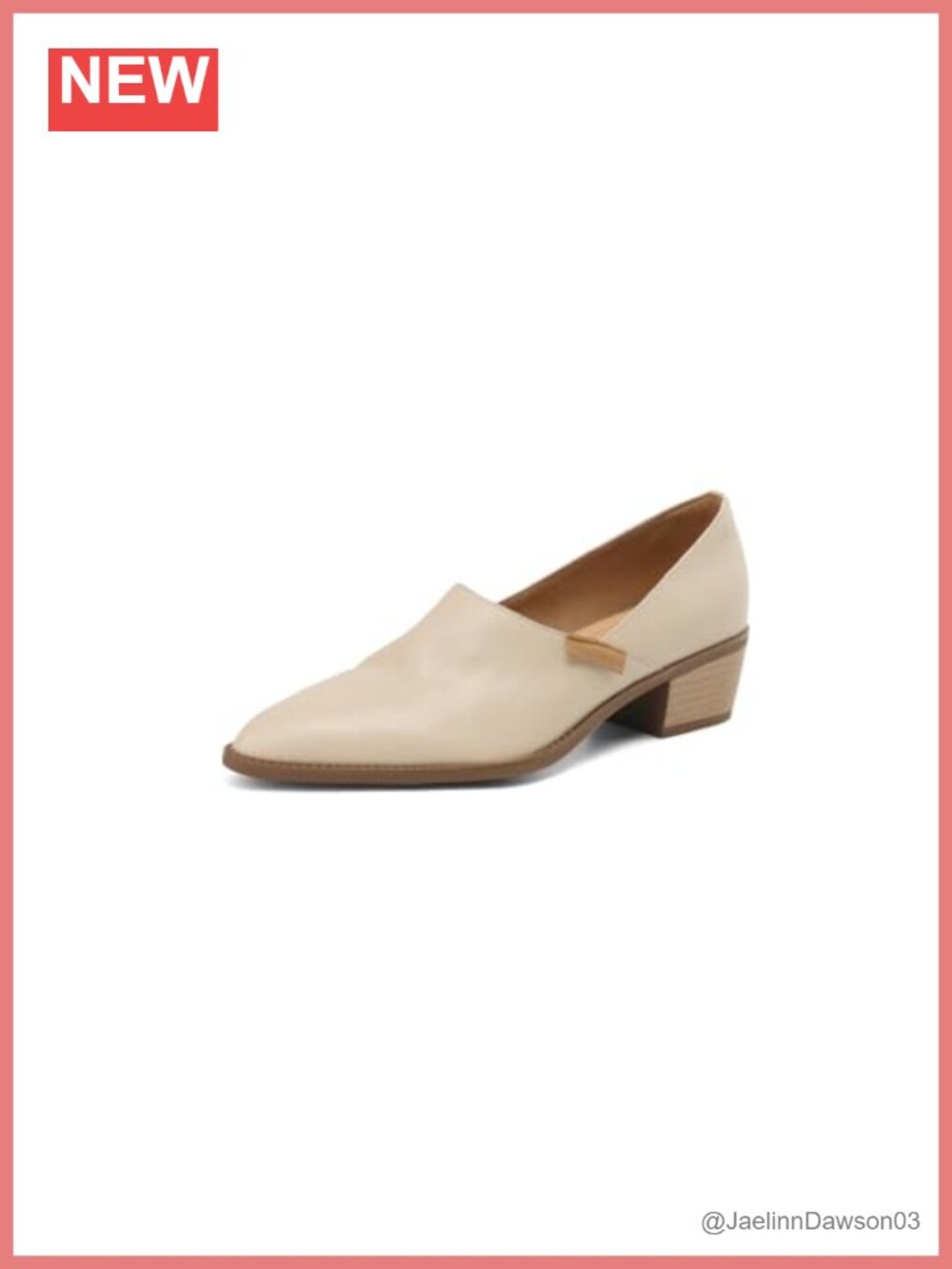 Genuine Leather Pointed Toe Slip On Loafers Low Chunky Heel 4cm